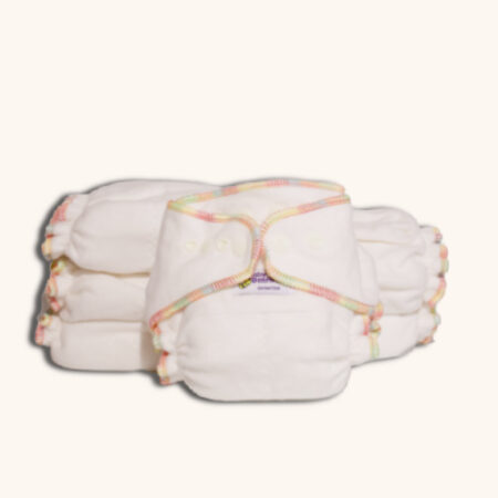 6 pack bamboo fitted cloth nappies stacked up