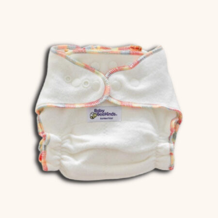bamboo fitted nappy on pale yellow background