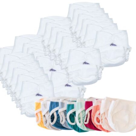 fitted nappy bundle with 10 bright colours covers