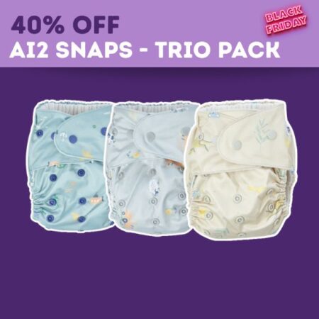 All-In-Two Nappy 3 Pack – Snap Waist Leak-Free System